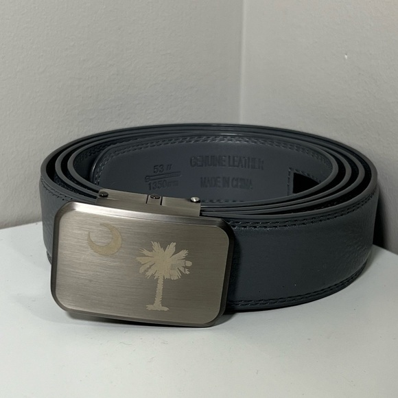 Joseph Elliott Golf Ratchet Adjustable Belt South Carolina Gray Leather Belt - Picture 1 of 11